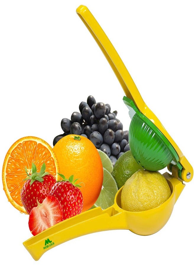 Mobi Lock Lemon Lime Orange Juice Squeezer Manual Citrus Press - Aluminum Alloy Mexican Elbow - Easy to Use, with Bonus Recipe Guide - Image 1